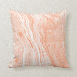 Cojín Decorativo Mármol Blanco Y Naranja Claro