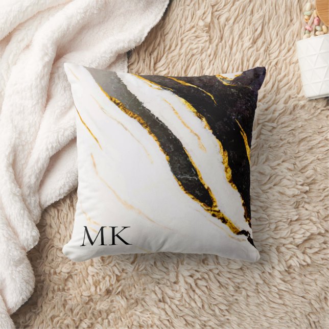 Cojín Decorativo Mármol blanco y negro (Manta)