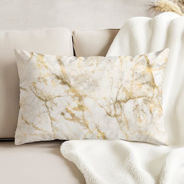 Cojín Decorativo Mármol Blanco y Oro de Lujo (Subido por el creador)