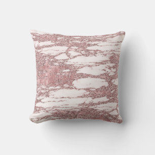 Cojín Decorativo Mármol Brillante Glam Rosa Dorado Rosado con Purpu