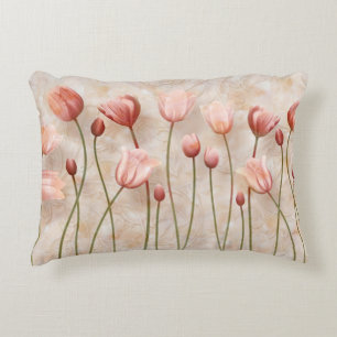 Cojín Decorativo Mármol con tulipanes de claret: delicado.