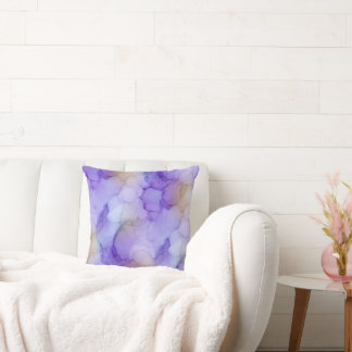 Cojín Decorativo Mármol de acuarela suave lavanda púrpura y crema