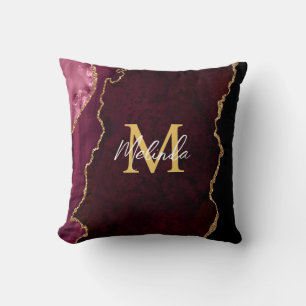 Cojín Decorativo Mármol de ágata rojo y dorado