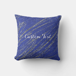 Cojín Decorativo Mármol de raya azul y plata con glamour moderno