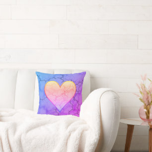 Cojín Decorativo Mármol del Corazón del Arcoiris
