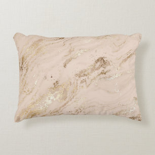 Cojín Decorativo Mármol dorado abstracto con ondas purpurinas