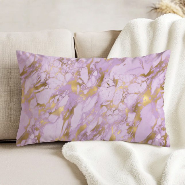 Cojín Decorativo Mármol dorado lavanda elegante (Subido por el creador)