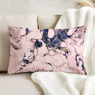 Cojín Decorativo Mármol Elegante Rosa Azul Oro
