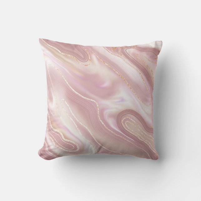 Cojín Decorativo Mármol elegante: textura dorada rosa (Anverso)