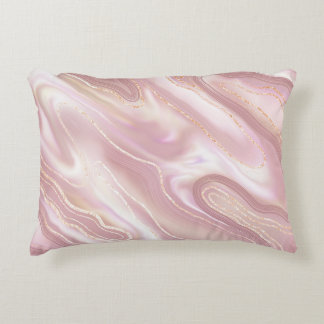 Cojín Decorativo Mármol elegante: textura dorada rosa