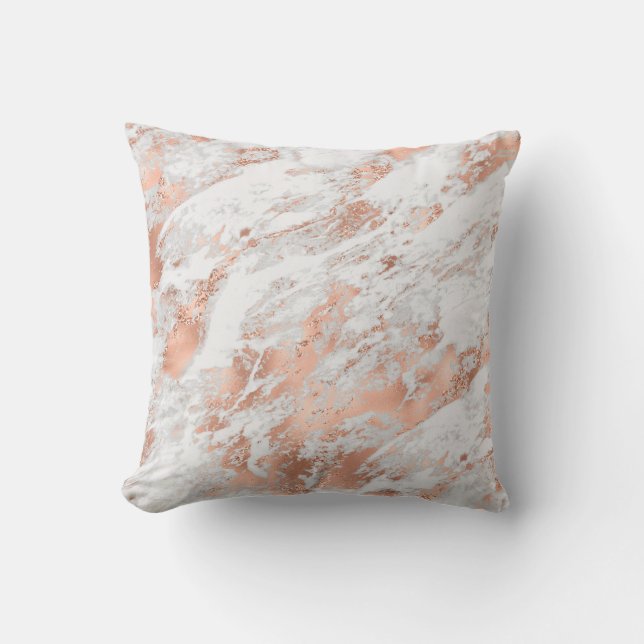Cojín Decorativo Mármol Glitzy Blanco Rosa Precioso  (Anverso)