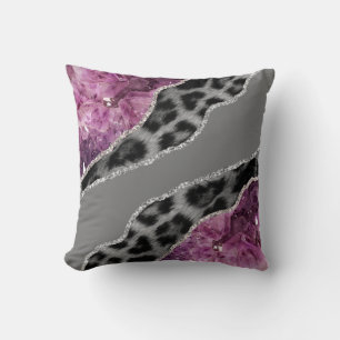Cojín Decorativo Mármol Leopardo Rosa Negro y Blanco