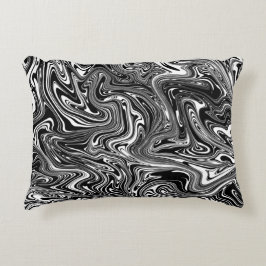 Cojín Decorativo Mármol Líquido Abstracto en Blanco y Negro