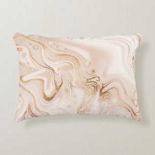 Cojín Decorativo Mármol líquido beige con salpicaduras de purpuri