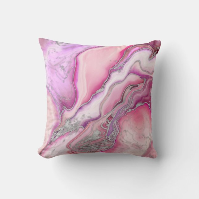 Cojín Decorativo Mármol líquido de plata Rosa (Anverso)