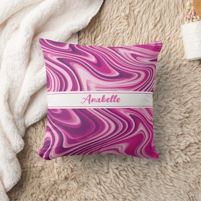Cojín Decorativo Mármol líquido rosado caliente personalizado (Manta)