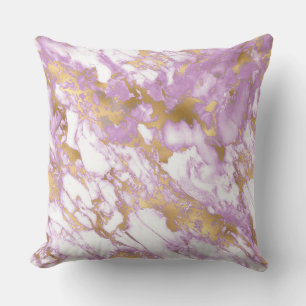 Cojín Decorativo Mármol Moderno de Color Purpura Claro, Blanco y Do