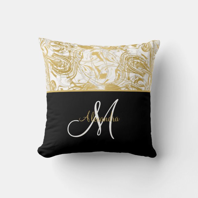 Cojín Decorativo Mármol Monograma Oro Blanco (Anverso)