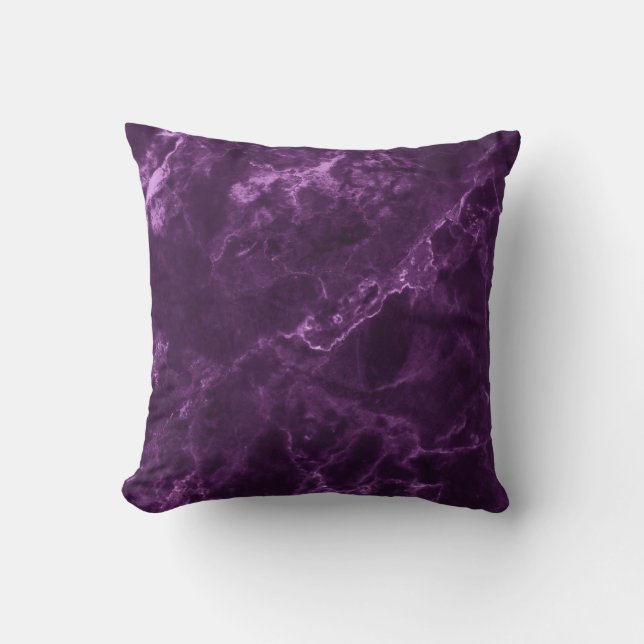 Cojín Decorativo Mármol morado oscuro: textura lujosa. (Anverso)