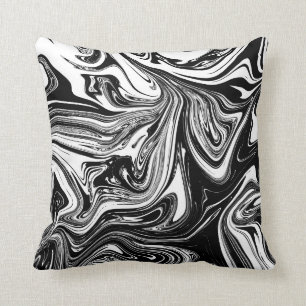 Cojín Decorativo Mármol negro blanco remolino elegante chic trendy
