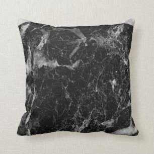Cojín Decorativo Mármol Negro Blanco y Plateado Moderno Glamour
