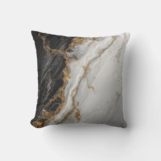 Cojín Decorativo Mármol negro elegante con textura dorada