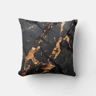 Cojín Decorativo Mármol Negro Elegante con Vetas Doradas Arte Moder