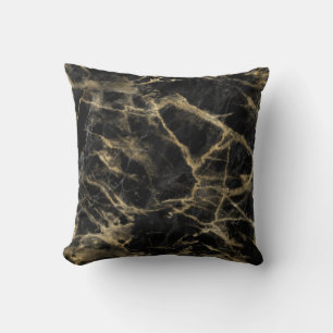 Cojín Decorativo Mármol negro y dorado elegante