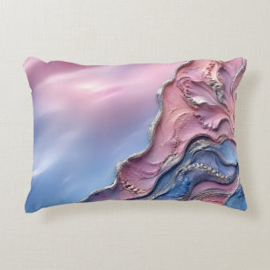 Cojín Decorativo Mármol Pastel Rosa Azul Decoración Suave Femenina