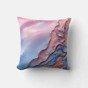 Cojín Decorativo Mármol Pastel Rosa Azul Decoración Suave Femenina