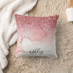 Cojín Decorativo Mármol Purpurina rosa