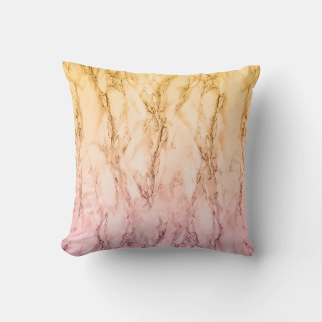 Cojín Decorativo Mármol rosa morado y amarillo oscuro moderno (Anverso)