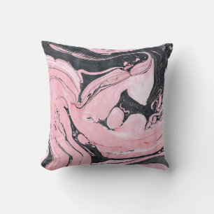Cojín Decorativo Mármol rosa negro: arte abstracto