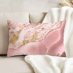 Cojín Decorativo Mármol Rosa Rubor Dorado Ágata