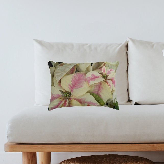 Cojín Decorativo Mármol rosa y crema Poinsettias floral (In Situ Sofa)