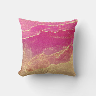 Cojín Decorativo Mármol rosa y dorado elegante