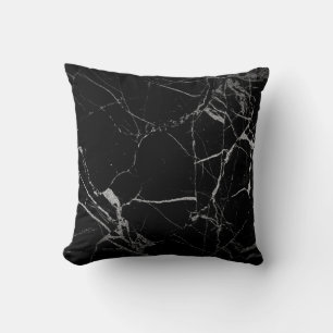 Cojín Decorativo Mármol venoso negro y plateado