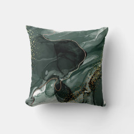 Cojín Decorativo Mármol verde esmeralda y oro, fondo de mármol