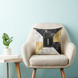 Cojín Decorativo Mármol y oro moderno monogramado