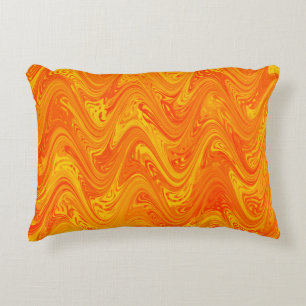 Cojín Decorativo Marmoleado Naranja Amarillo Rojo Patrón