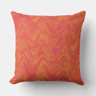 Cojín Decorativo Marmoleado Naranja Rosa Rojo Patrón