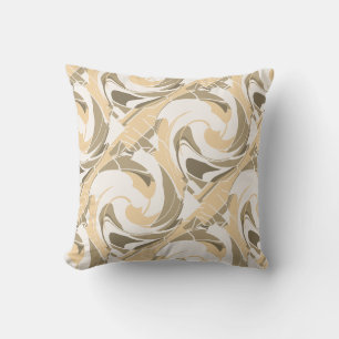 Cojín Decorativo Marrón beige diagonal floral sobre blanco apagado