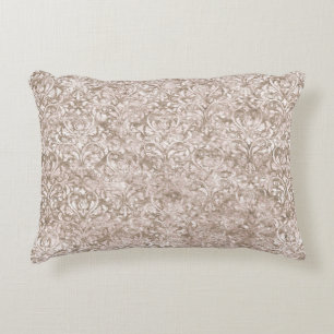 Cojín Decorativo Marrón Blanco Ornamentado Remolino Floreado Antigu