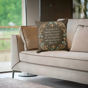 Cojín Decorativo Marrón con marco floral Personalizable Biblia Vers