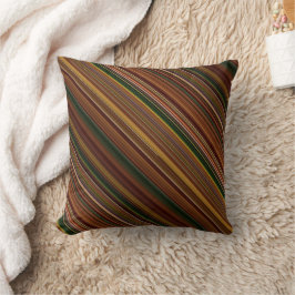 Cojín Decorativo Marrón de canopy otoño y raya verde y tostado