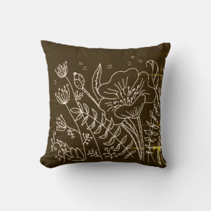 Cojín Decorativo Marrón elegante moderno flores blancas