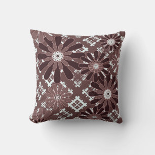 Cojín Decorativo Marrón, estampado floral
