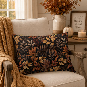 Cojín Decorativo Marrón Mocha Naranja Quemada Hojas de Otoño Elegan