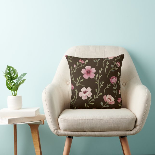 Cojín Decorativo Marrón Oscuro Y Rosa (Silla)