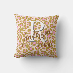Cojín Decorativo Marrón Rosa Beige Personalizado Leopardo